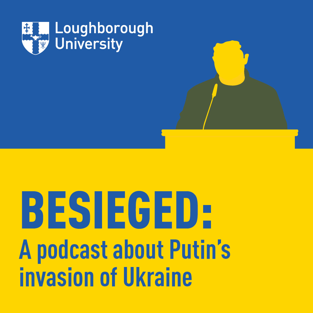 Graphic of Besieged podcast- about Putin's invasion of Ukraine